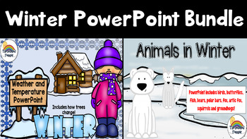 Preview of Winter Bundle PowerPoints (Animals in Winter and Winter Weather Seasons)