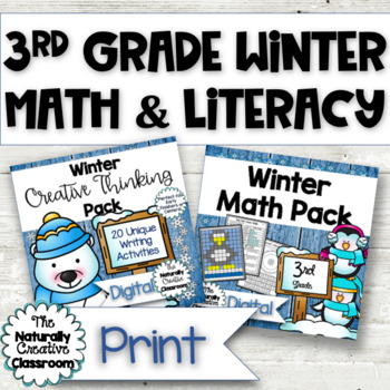 Preview of Winter Math & Writing Activities for 3rd Grade | PRINT