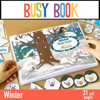 Preview of Winter Busy Book Printable Preschool Activity Book for Kids Learning Binder