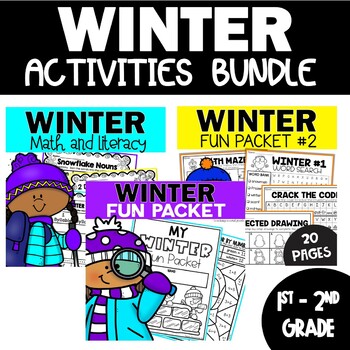 Preview of Winter Busy Work Activities - Math and Language Worksheets Coloring Pages