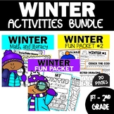 Winter Busy Work Activities - Math and Language Worksheets