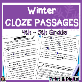 Preview of Winter CLOZE Reading Passages | MAZE Reading Comprehension Practice (4th-5th)