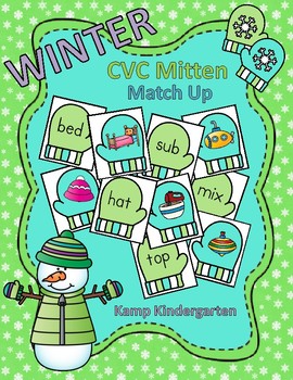 Preview of Winter CVC Words and Pictures Mitten Match Up Phonics Literacy Activity