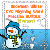 Winter CVC Snowman Hat Rhymes Practice for 30 word familie