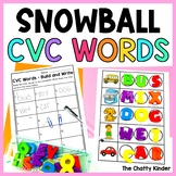 Winter CVC Words Activity Building Snowball Cards - Winter