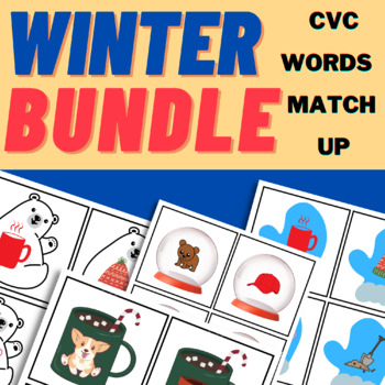 Preview of Winter CVC Words Match Up Bundle