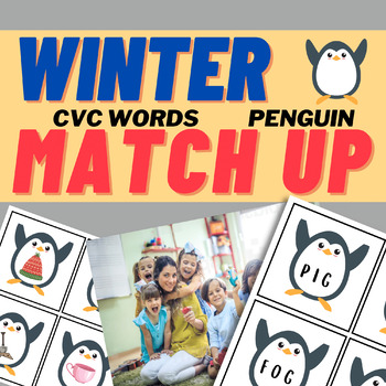 Preview of Winter CVC Words Penguin Matching Game