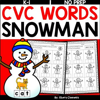Preview of Winter CVC Words | Snowman | Worksheets | Write the Word