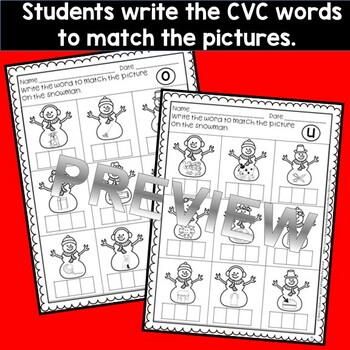 Winter CVC Words | Snowman | Worksheets | Write the Word by Sherry Clements