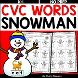 Winter CVC Words | Snowman | Worksheets | Write the Word