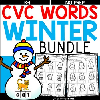 Preview of Winter CVC Words | Worksheets BUNDLE | Snowman | Mitten | Snowflake | Penguins