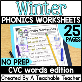 Winter CVC Words Worksheets for Winter Phonics Practice
