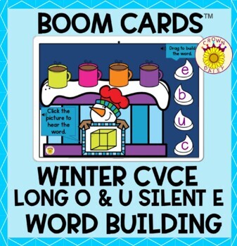 Preview of Winter CVCE Long O & U Silent E Phonics Boom Cards™
