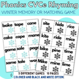 Winter CVCe Long Vowel Silent e Rhyming Matching Center Game