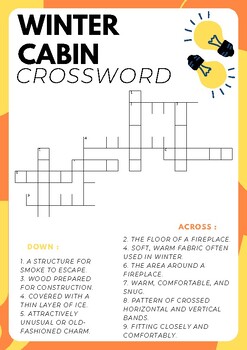 Winter Cabin No Prep Crossword Puzzles Worksheet Activity Morning Work