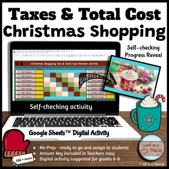 Preview of Taxes & Total Cost Winter Christmas Shopping Digital Activity Self Checking