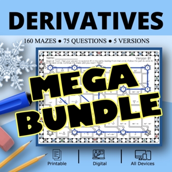 Preview of Winter: Calculus Derivatives BUNDLE Maze Activity