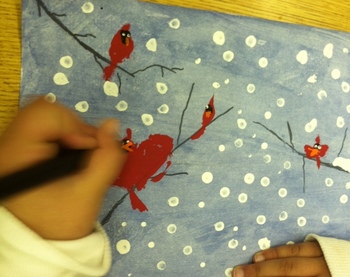 Preview of Expressive Winter Cardinal Art with VIDEO INSTRUCTIONS (download + link)!