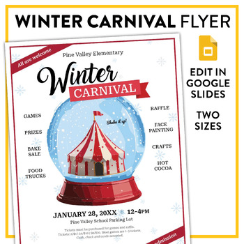 Preview of Winter Carnival Snow Globe Flyer Template: US letter size 8.5x11 and 8.5x5.5