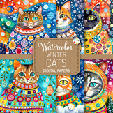 Winter Cats - Seasonal Watercolor Pet Portrait Paintings