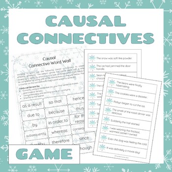 Preview of Winter Causal Conjunctions NO PREP Sentence Combining Game and Display
