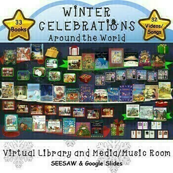 Preview of Winter Celebrations International Virtual Library w/ Media-SEESAW/GoogleSlides