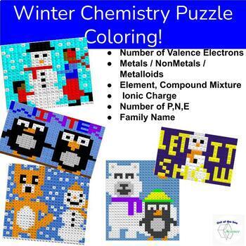 Preview of Winter Chemistry Puzzles - Coloring Activities - Great for Sub Plans