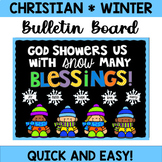 Winter Christian Bulletin Board: Snow Many Blessings