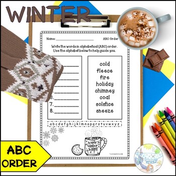 Preview of Winter/Christmas ABC Order Worksheets - Alphabetical Order Practice No Prep