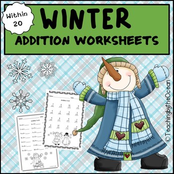 Preview of Winter / Christmas Addition to 20 Fact Fluency Worksheets