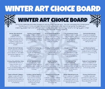 Preview of Winter & Christmas Art Choice Board - Creative Activities for All Ages