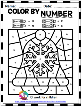 Winter & Christmas Color By Number Pages for Kids by work for children