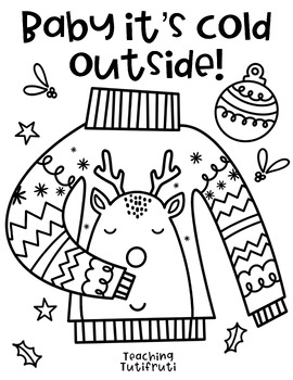 Preview of Winter Christmas Coloring Page {By Teaching Tutifruti}