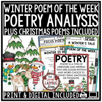 Preview of Winter Christmas December Poetry Reading Comprehension Passages Poem of the Week
