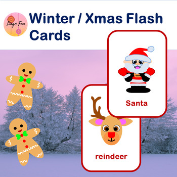 Winter Christmas Flash Cards for ESL students or younger learners 24 words