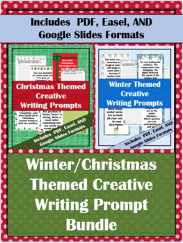 Preview of Winter & Christmas Fun and Silly Creative Writing Prompt BUNDLE