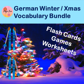 Preview of German Winter Christmas vocabulary games and worksheets bundle