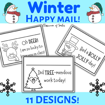 Preview of Winter / Christmas Happy Mail Positive Behavior Notes Home - Holiday Management
