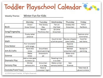 Winter/Christmas Lesson Plan for Toddlers by Do Play Learn | TpT