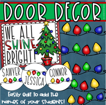 Preview of Winter Christmas Lights Door Decorations Bulletin Board Display EDITABLE