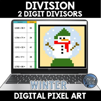 Preview of Winter Christmas Long Division Two Digit Divisor Digital