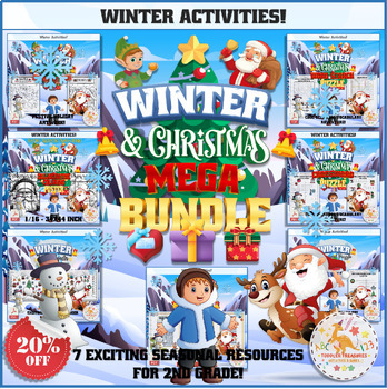 Preview of Winter & Christmas Mega Bundle | 7 Exciting Seasonal Resources For 2nd Grade!