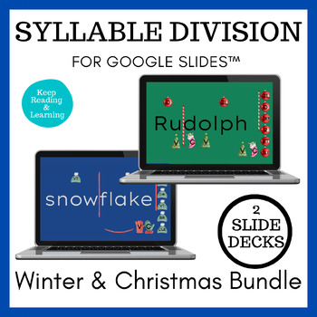 Preview of Winter Christmas Phonics Syllable Division for Google Slides™ All Patterns Rules