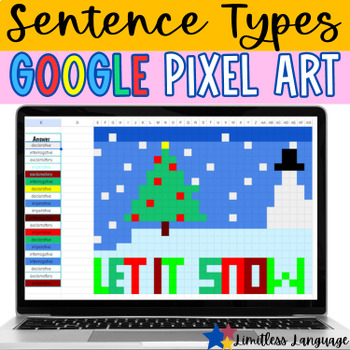 Preview of Winter, Christmas Pixel Art Types of Sentences