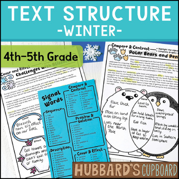 Preview of Winter Christmas Reading  - Text Structure Graphic Organizer & Signal Words