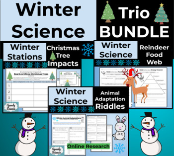 Preview of Winter Christmas Science BUNDLE Middle School Reindeer Food Web, Adaptations