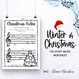 Winter & Christmas Staff Music Worksheet - Piano Key- Line