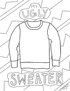 Winter Christmas Ugly Sweater Coloring Page by Elementary Art with Sarah