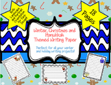 Winter, Christmas and Hanukkah Lined Writing Paper-Landsca