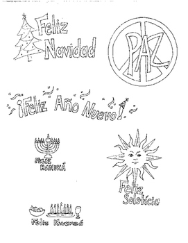 Preview of Winter Christmas holiday coloring page in Spanish